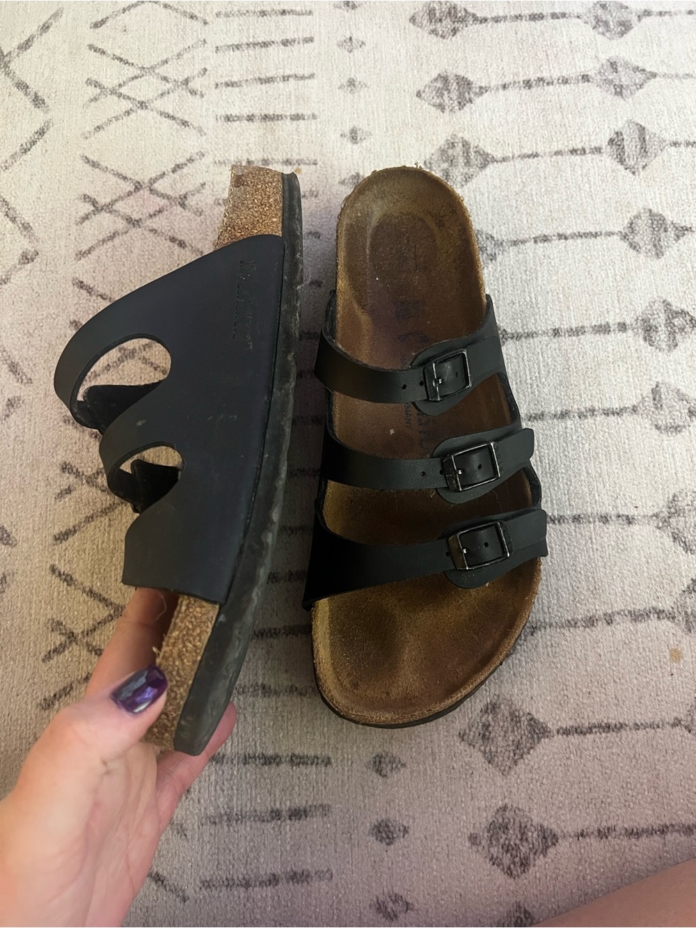 Black Triple-Strap Women's Sandals by - Picture 3 of 4